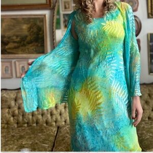 90s Vintage Silk Two Piece Resort Wear Gown Cocktail Gown Size Large